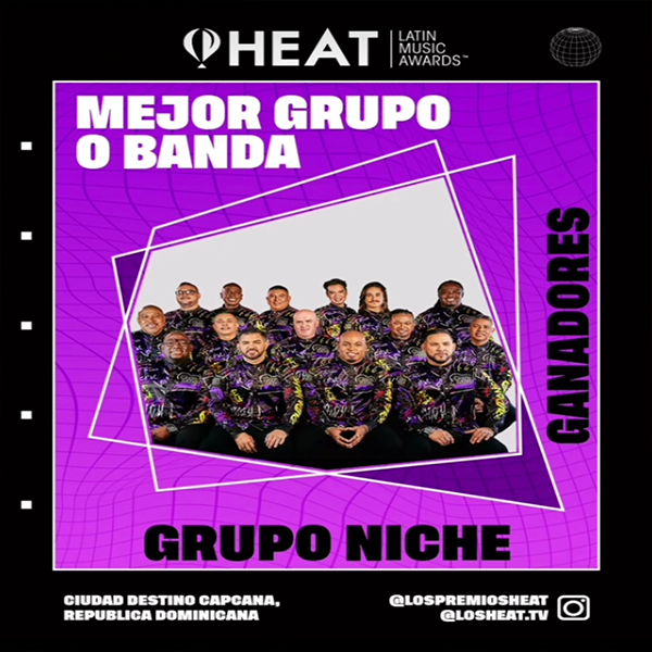Anoche Grupo Niche triunfo en los Premios Heat 2023