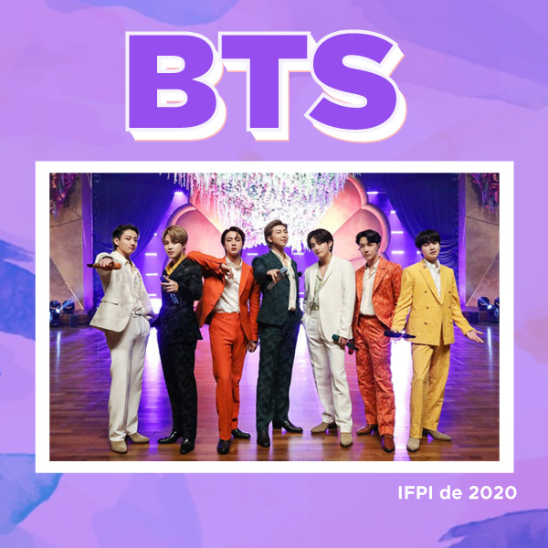 BTS artista de grabaciÃ³n global IFPI de 2020 un honor anual.
